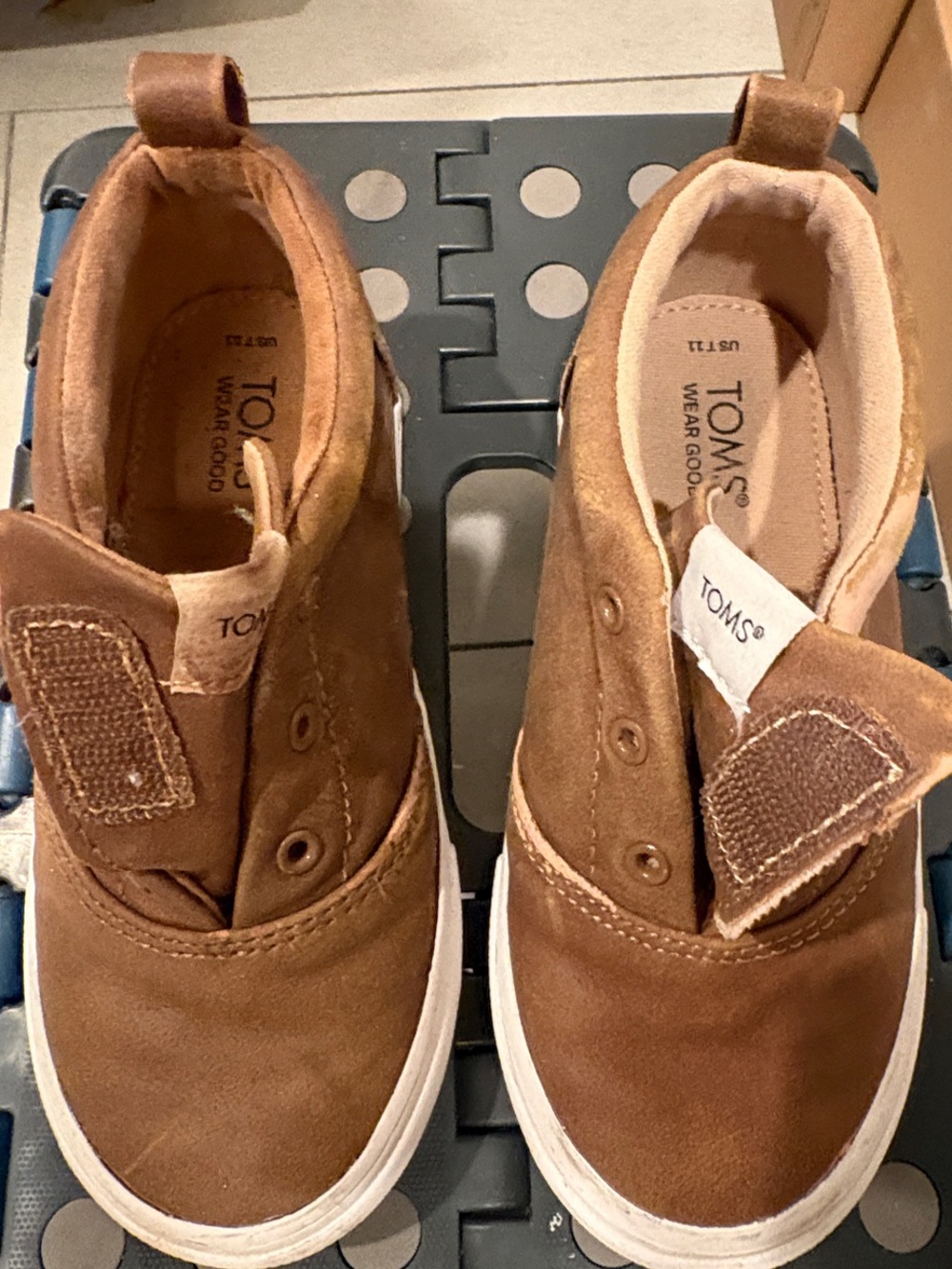 Toms Kids Brown Suede-Look Slip-On Sneakers